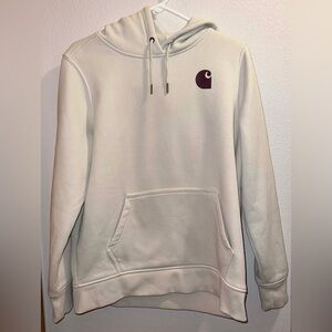 Women’s Carhartt Iconic Clarksburg Logo Hoodie in Malt/Plum